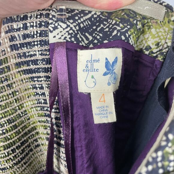 Edme & Esyllte | Anthropologie Wythes Purple & Green Sash Strapless Sheath Dress - Picture 8 of 10